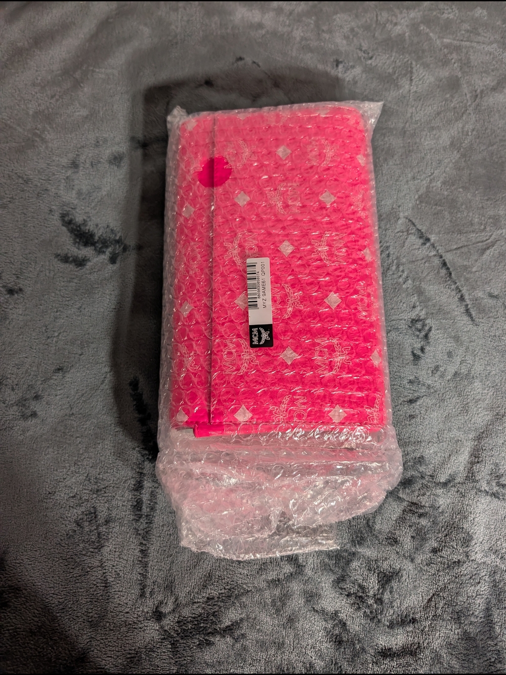 MCM Pink Logo Leather Clutch, Millie Sm Crossbody In Neon Pink & Silver Hardware - Picture 2 of 12